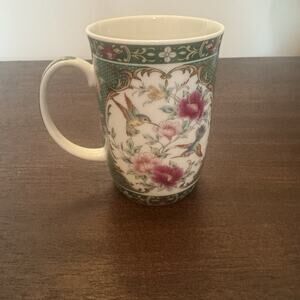 VTG Otagiri Japan Gallery Hummingbird Mug Tea Cup Floral Green Pink Birds Asian